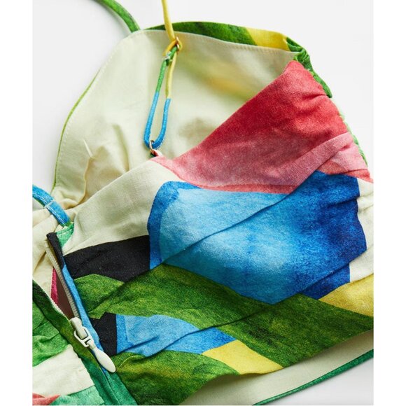 NEW! H&M Linen Blend Halter Crop Top Colorful SZ 10 - Picture 10 of 16